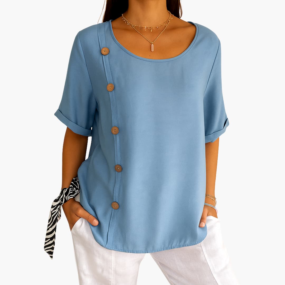 Ladies Casual Button Front Top - Olytrend