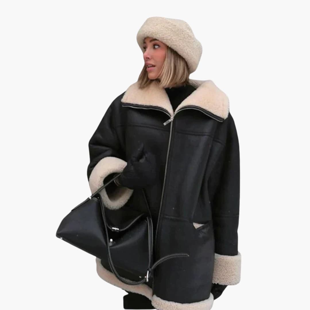 Warm Women's Parka Coat with Fleece Lining and Zip - Olytrend
