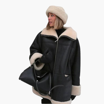 Warm Women's Parka Coat with Fleece Lining and Zip - Olytrend
