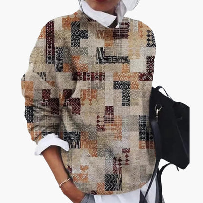 Women's Crew Neck Geometric Sweater - Olytrend