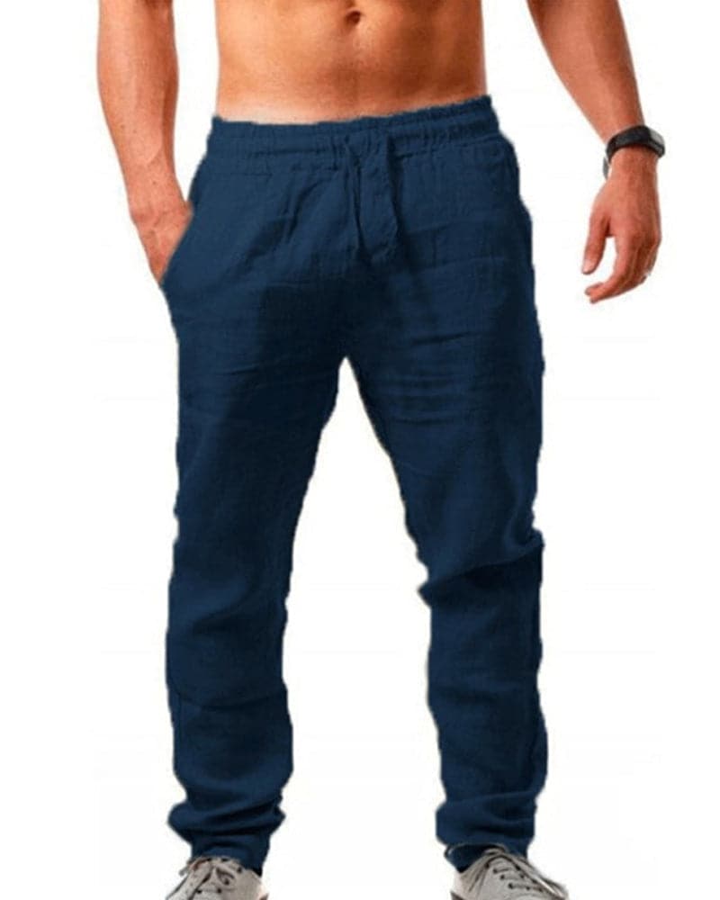 Comfortable Mens Cotton Pants Elastic Waistband