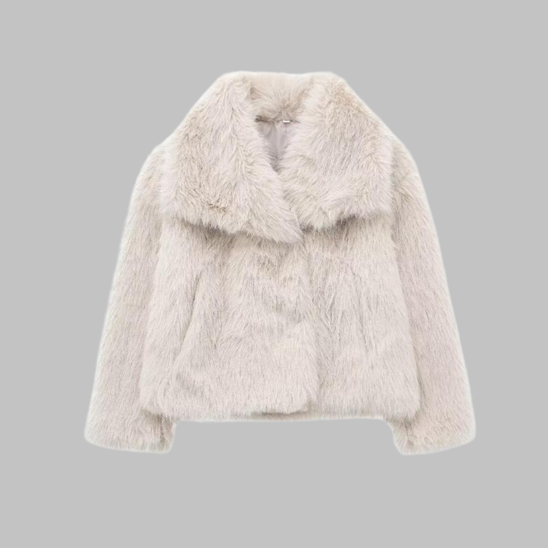 Nesrin - Chic Long Sleeve Fleece Jacket Coat