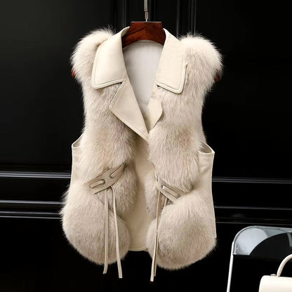 Classic Fit Fur Trim Gilet Jacket - Nocini