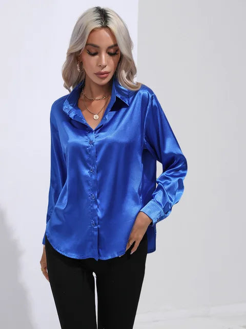 Classic Ladies Button Front Shirt Loose Fit - Nocini