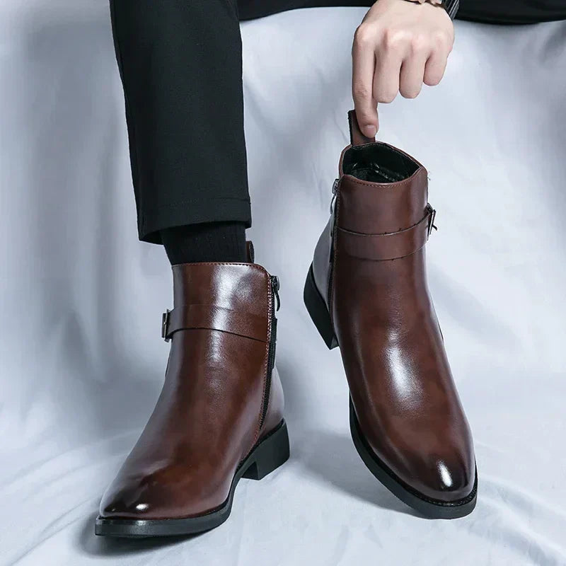 Smart Mens Leather Ankle Boots - Nocini
