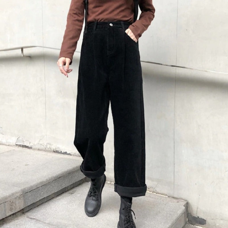 Classic High Waist Corduroy Trousers for Women - Nocini