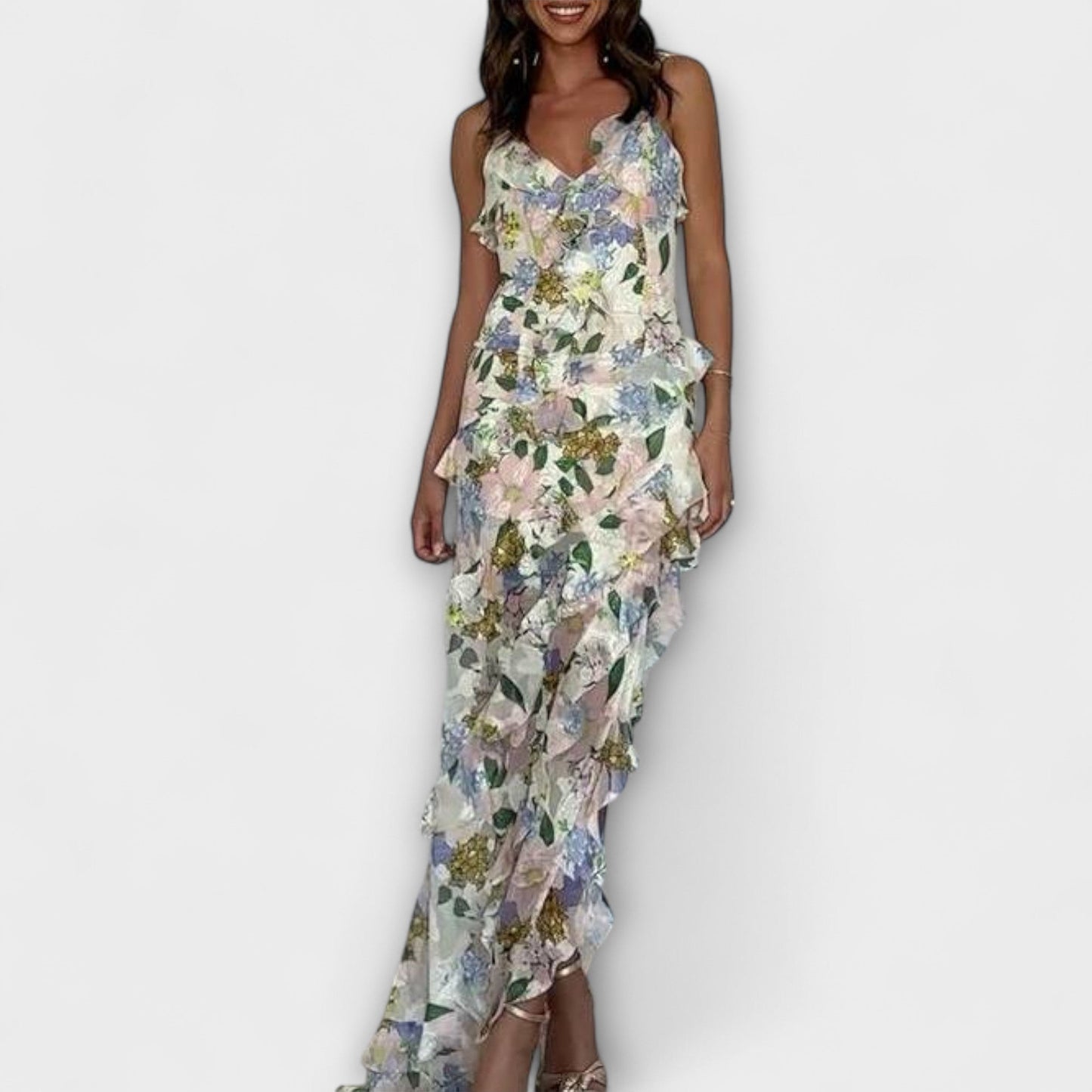 Elegant Floral Dress with Adjustable Straps