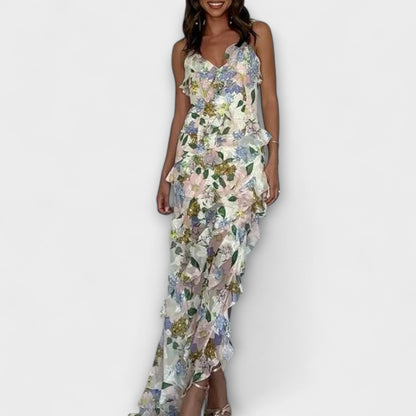 Elegant Floral Dress with Adjustable Straps