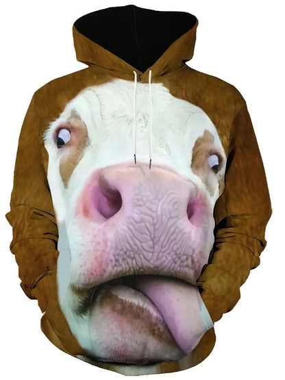 Comfy Mens Hoodie Cow Pattern - Nocini