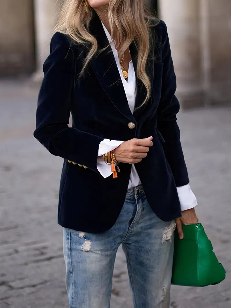 Classic Women's Blazer with Metal Buttons - Nocini