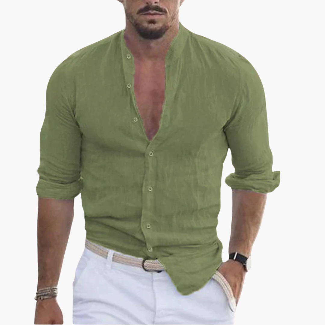 Breathable Mens Shirt - Casual Relaxed Fit Collar Style