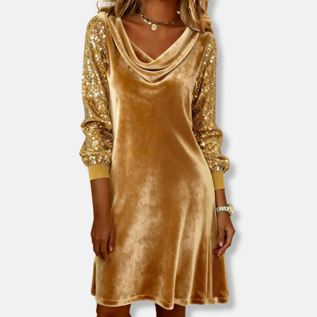 Elegant V Neck Sparkly Mini Dress - Nocini