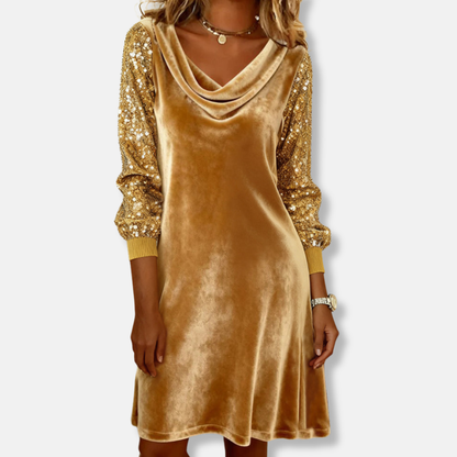 Elegant V Neck Sparkly Mini Dress - Nocini