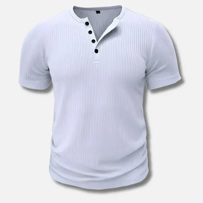 Fitted Mens Henley Tee with Button Front