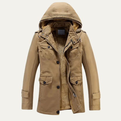 Thermal Insulated Men's Fleece Hooded Parka Coat - Nocini