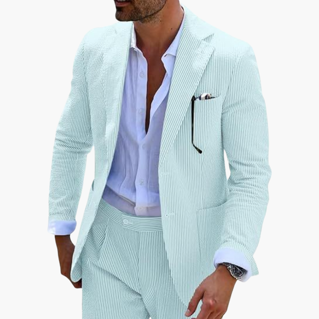 Men's Slim Fit Pinstripe Two Piece Suit - Olytrend