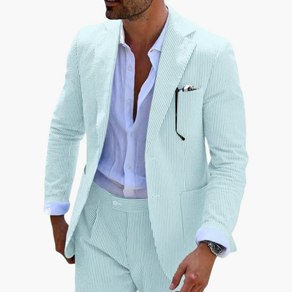 Men's Slim Fit Pinstripe Two Piece Suit - Olytrend