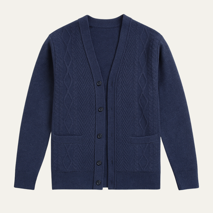Men's Relaxed Fit V Neck Knit Cardigan Sweater - Nocini