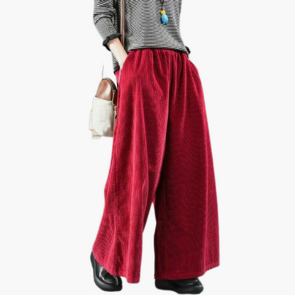 Ladies Classic Straight Leg Cord Pants - Olytrend