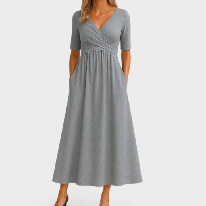 Chic V-Neck Wrap Midi Dress for Women