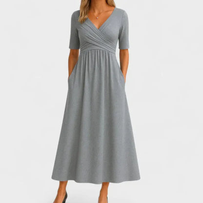 Chic V-Neck Wrap Midi Dress for Women
