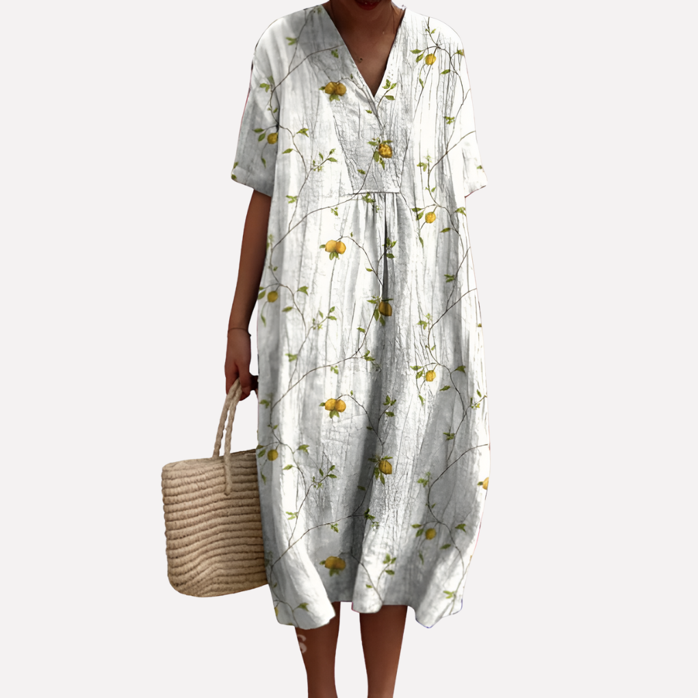 Pretty V Neck Short Sleeve Summer Dress