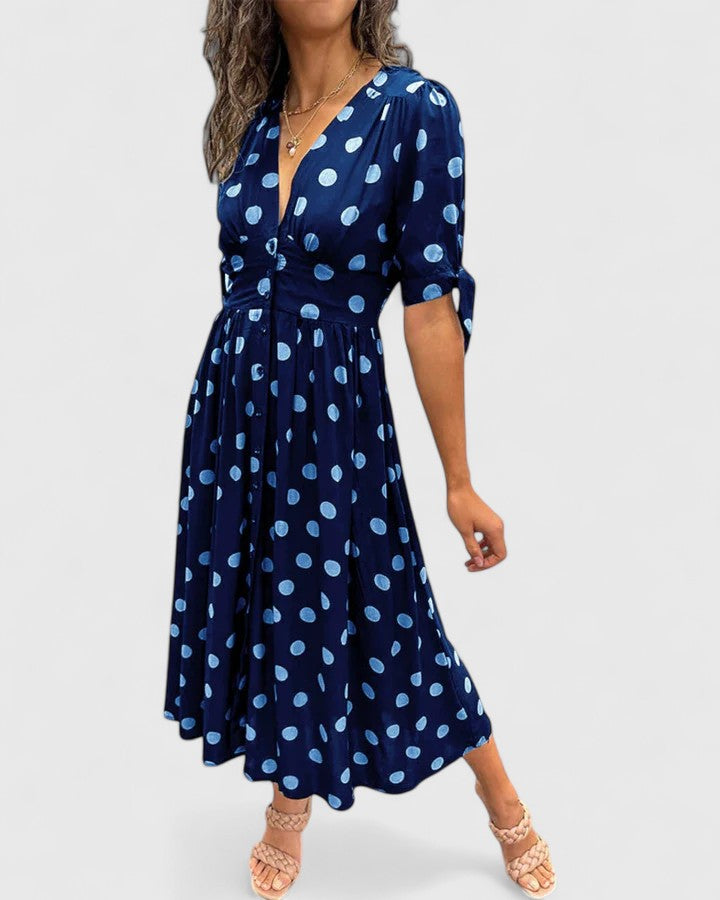Elegant Spot Print Women's Dress