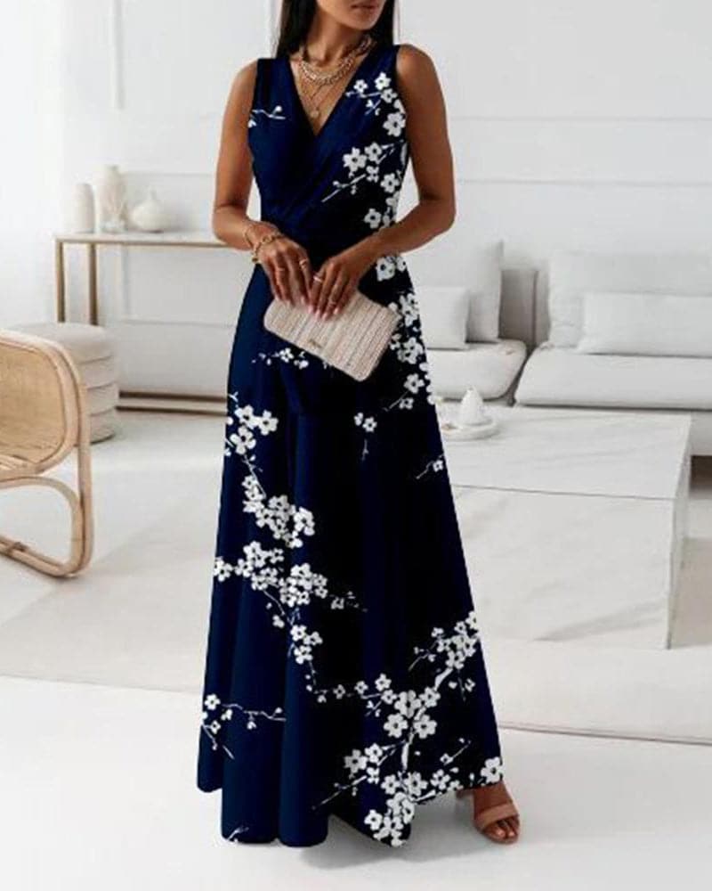 Ladies Flowy V Neck Summer Dress - Nocini