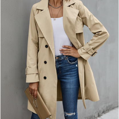 Classic Belted Women's Trench Coat - Nocini