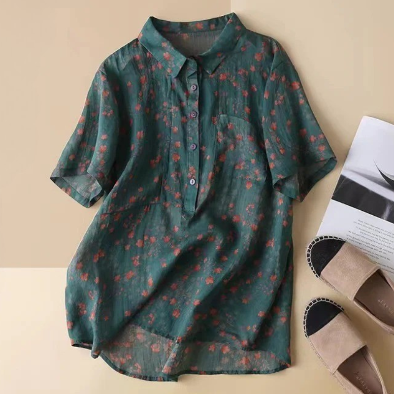 Pretty Floral Button Front Shirt - Olytrend