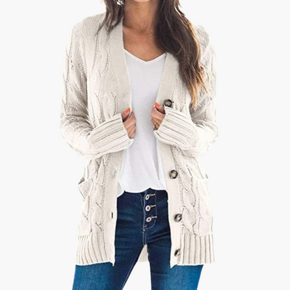 Ladies' Button Front Pocket Sweater