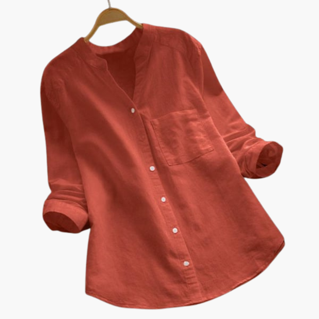 Relaxed Fit Womens Blouse - Long Sleeve Casual Top - Olytrend