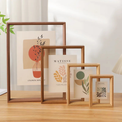 Simple Wooden Double Picture Frame Acrylic Glass