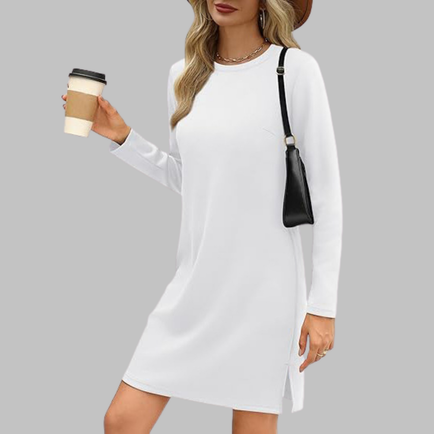Relaxed Fit Casual Round Neck Dress - Olytrend