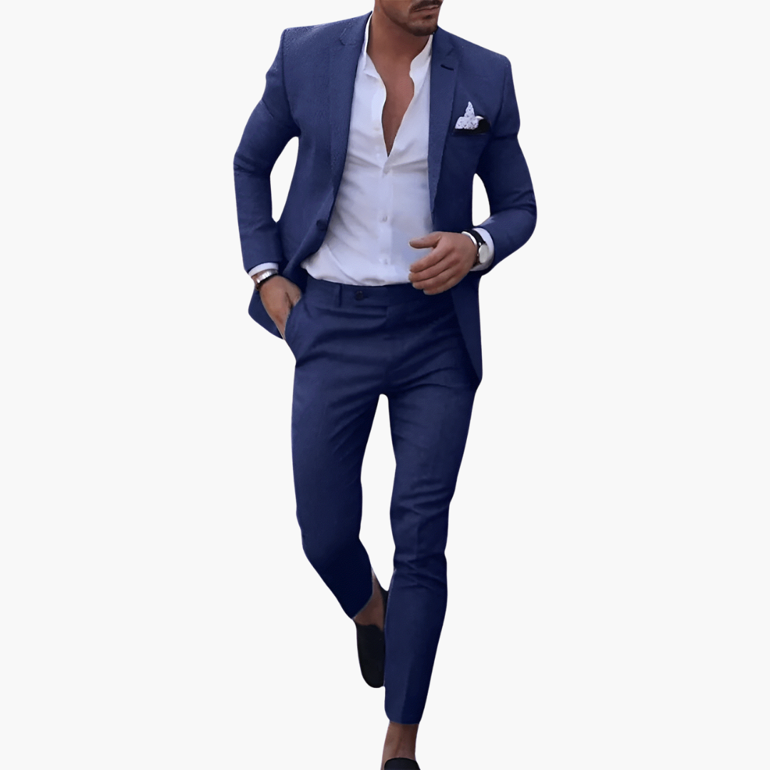 Classic 2 Piece Suit with Blazer and Trousers - Olytrend
