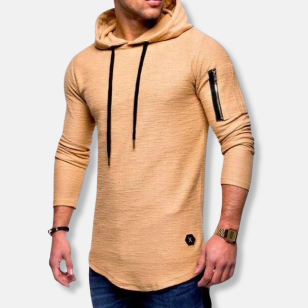 Fitted Textured Hooded Sweatshirt - Nocini