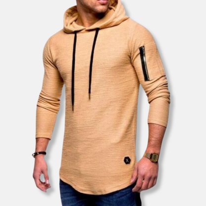 Fitted Textured Hooded Sweatshirt - Nocini