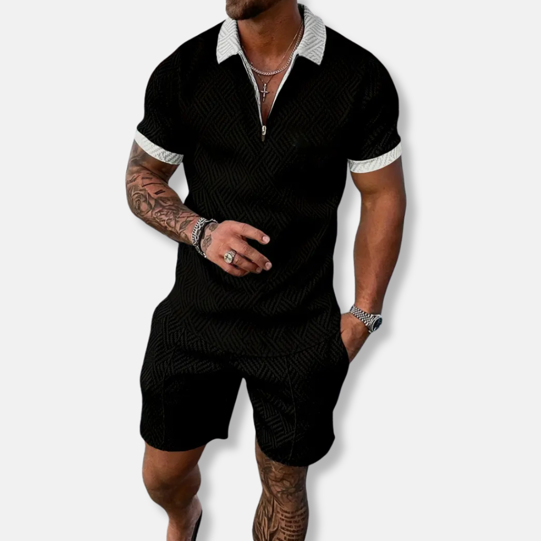 Men's Polo Shirt Set - Classic Fit - Moisture Wicking - Easy Zip - Nocini