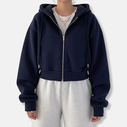 Casual Women's Zip Up Hoodie with Pockets - Nocini
