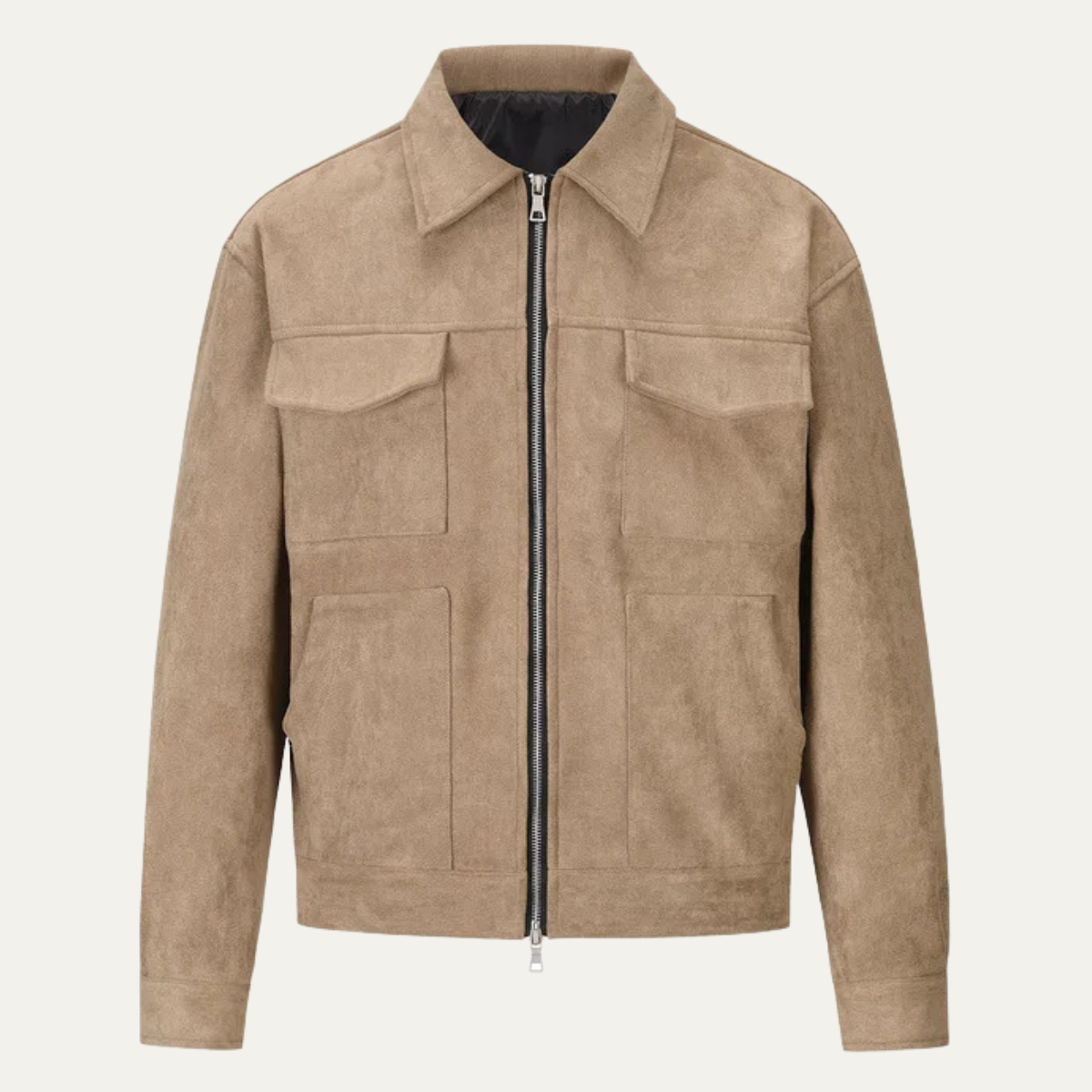 Men's Classic Brown Leather Biker Jacket - Nocini