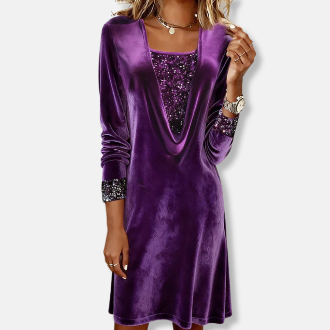 Sparkly Sequin Cowl Neck Maxi Dress - Nocini