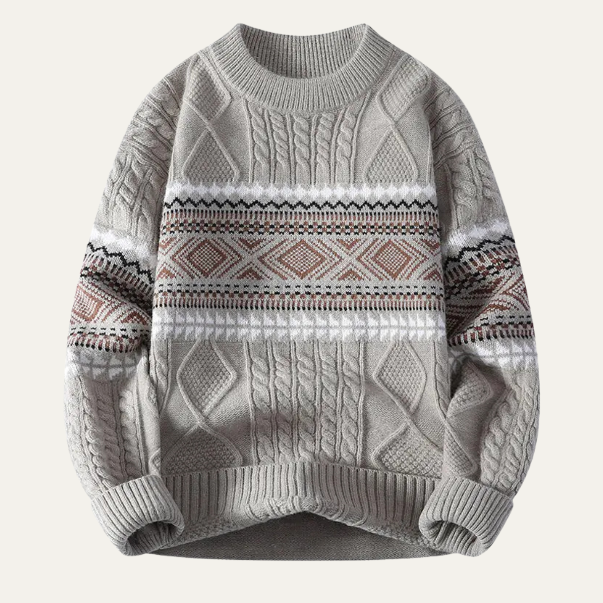 Cozy Mens Cable Knit Nordic Sweater