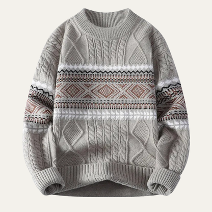 Cozy Mens Cable Knit Nordic Sweater