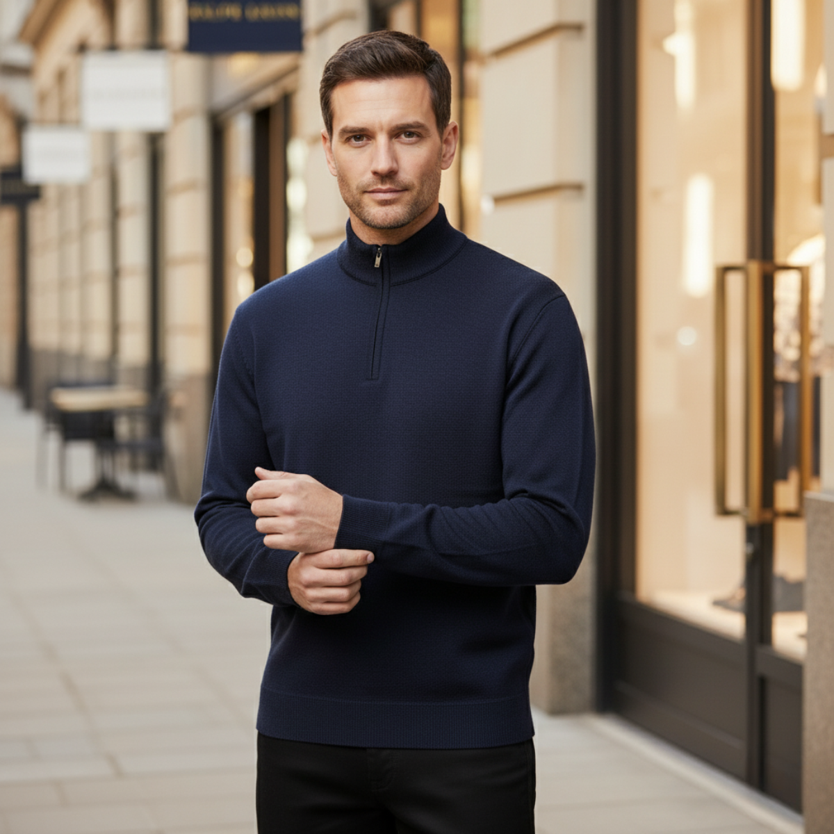 Men's Quarter Zip Fleece Pullover Sweater