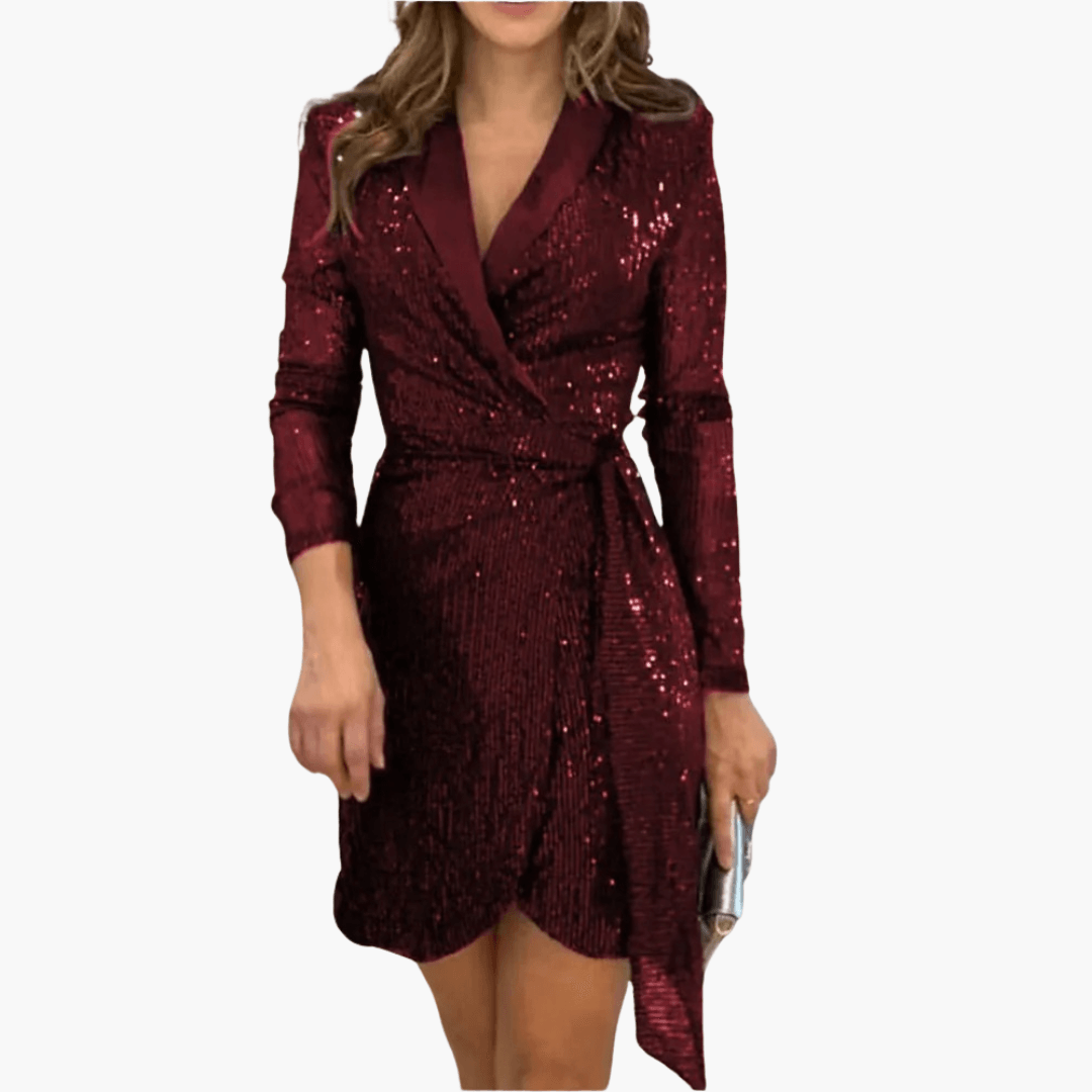 Glittery Wrap Dress for Women - Chic and Partywear - Olytrend