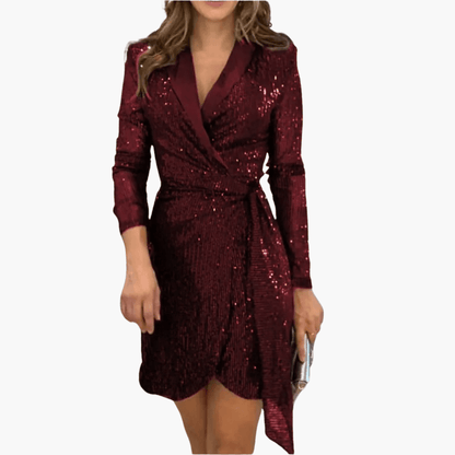 Glittery Wrap Dress for Women - Chic and Partywear - Olytrend