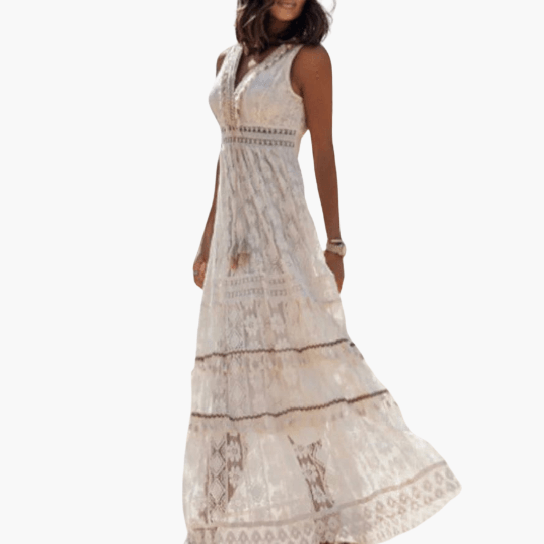 Flowy Ladies Lace Maxi Dress in Chic Bohemian Style - Olytrend