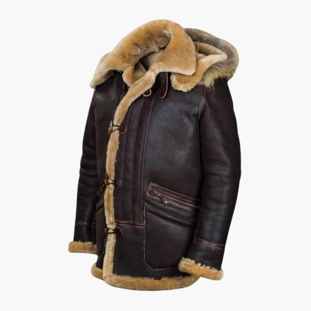 Warm Leather Parka Coat for Men - Olytrend