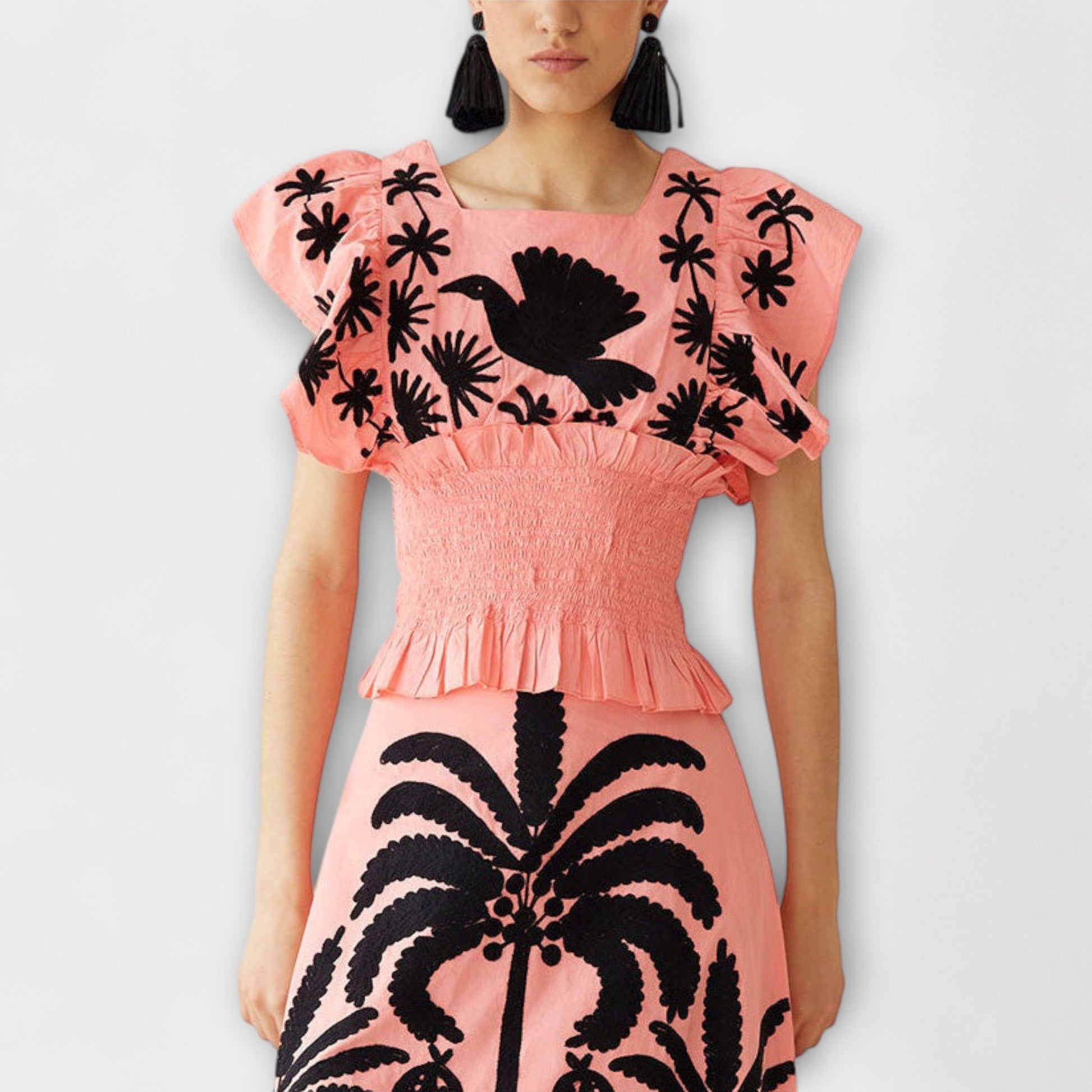 Tropical Leaf Women's Summer Party Dress - Nocini