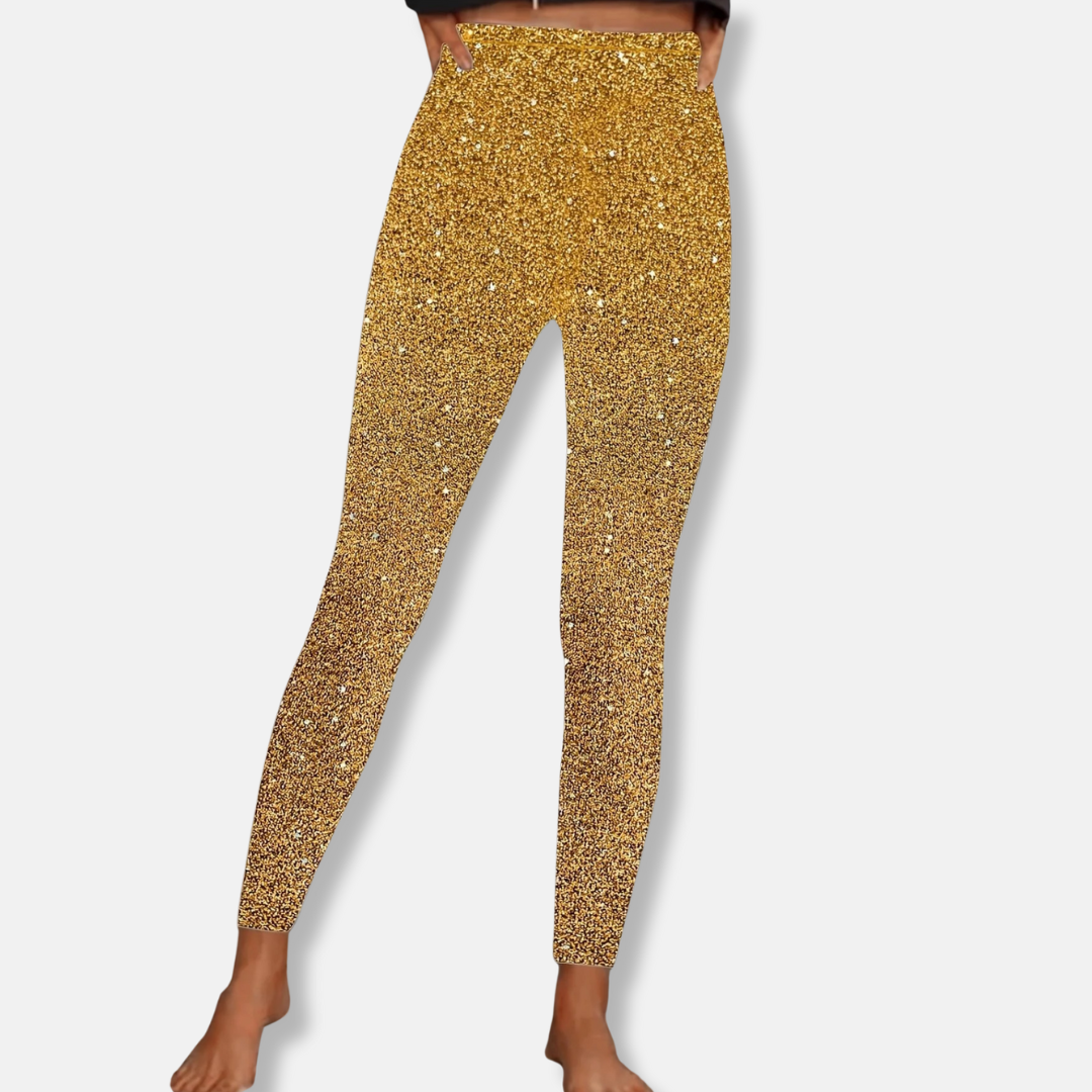 Shimmering High Waist Slim Leggings - Nocini